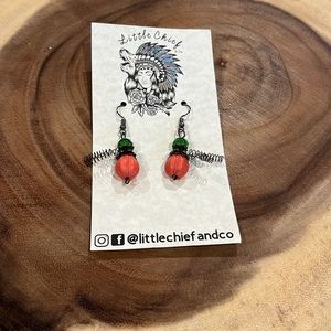 Handmade steampunk pumpkin earrings